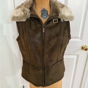 Montanaco Brown Faux Fur Collar Vest
